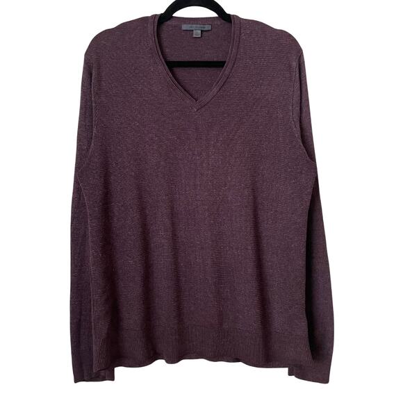 John Varvatos Sweater Mens Large Purple Linen Cotton Knit Pullover Grunge Preppy - Picture 1 of 11